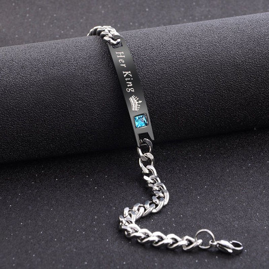 Pulsera de Pareja Cristal Rosa Negra Oro - His Queen Her King - Image 16