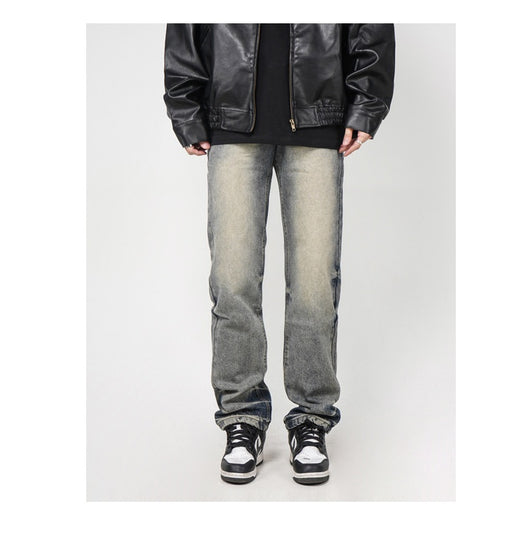 Jeans Rectos Sueltos Teñidos Amarillo Lavado Estilo Urbano - Image 15