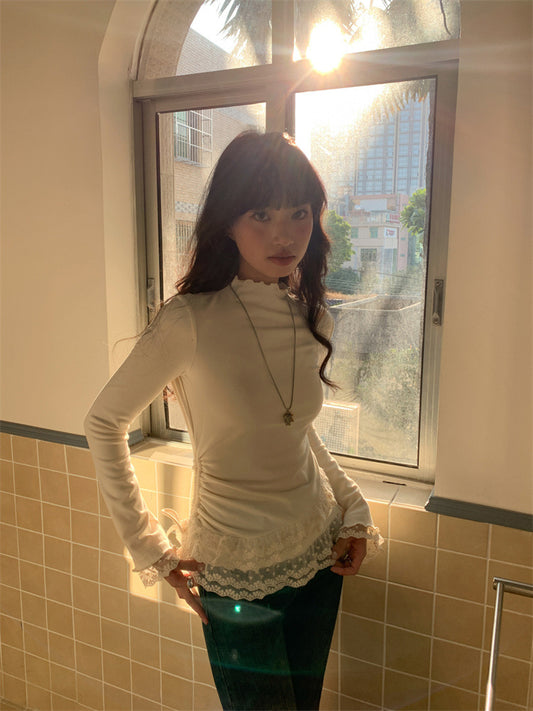 Blusa Ajustada con Encaje para Mujer - Manga Larga Elegante - Image 2