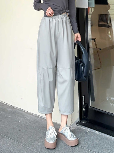 Pantalones de Cuero Ancho Casual Versátil para Mujer - Image 12