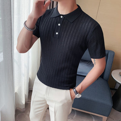 Polera Slim-fit de Algodón Puro con Cuello Solapa - Image 13