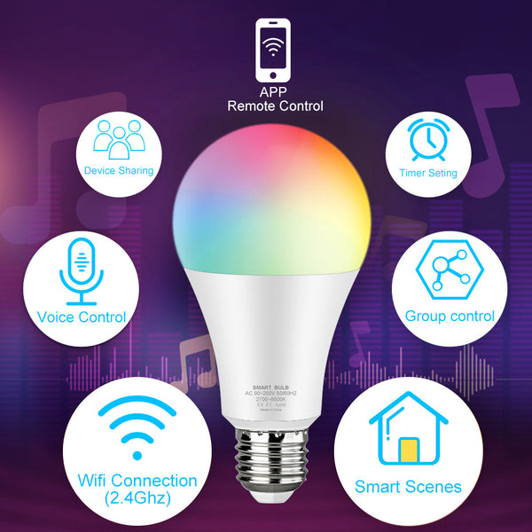 Bombilla LED Inteligente WiFi con Control por Voz y 16 Millones de Colores