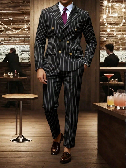 Conjunto de Traje Ejecutivo a Rayas para Hombre - Image 14