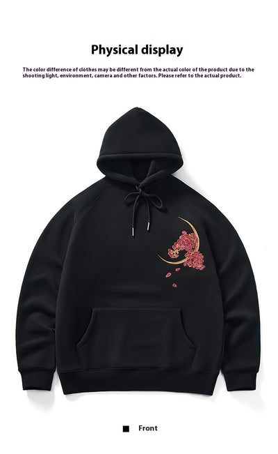 Sudadera con Capucha Dragón Bordado Pesado Otoño Invierno para Hombre - Image 16