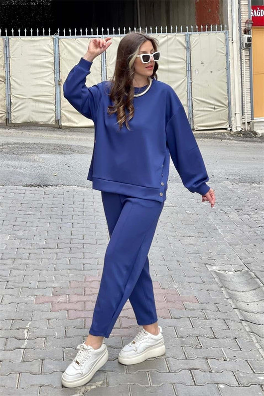 Conjunto Deportivo Casual: Camisa Manga Larga con Botones + Pantalón Ajustado - Image 4