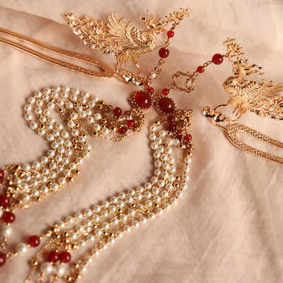Horquilla Fénix Antigua con Borla de Perlas - Accesorio de Lujo Tradicional - Image 12