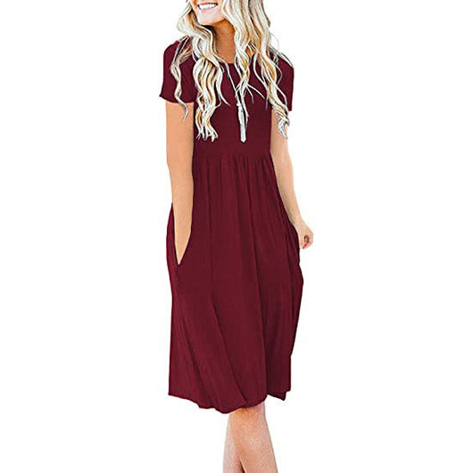 Vestido Holgado de Cuello Redondo y Manga Corta - Image 7