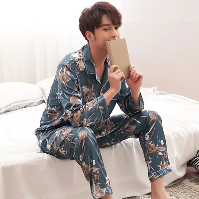 Pijamas de Seda para Parejas - Manga Larga Fresca y Cómoda - Image 4
