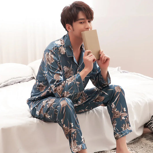 Pijamas de Seda para Parejas - Manga Larga Fresca y Cómoda - Image 4
