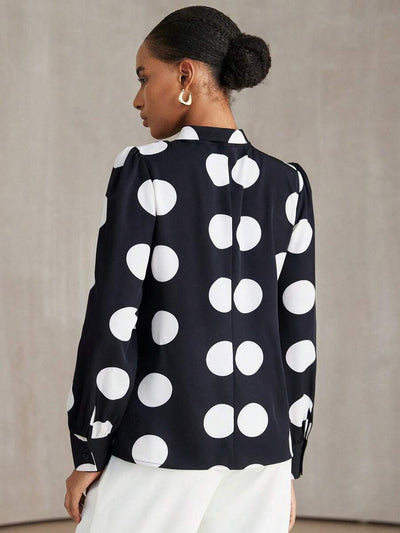 Blusa Retro de Lunares con Manga Larga Versátil - Image 8