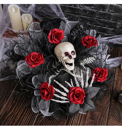 Guirnalda de Calaveras y Rosas Rojas Halloween para Puerta - Image 10