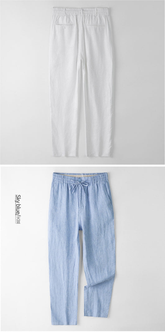 Pantalones de Lino Hombre Talla Grande Cintura Elástica Ajuste Suelto - Image 12