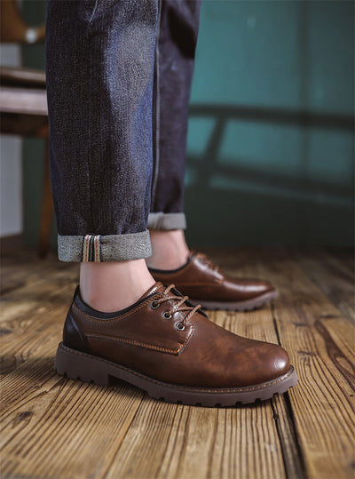 Zapatos Casuales de Cuero Estilo Británico Retro para Hombre - Image 25