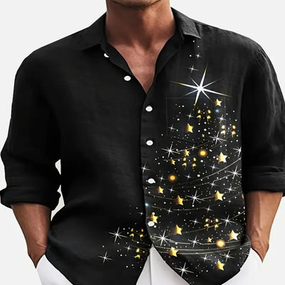 Camisa Navideña Manga Larga para Hombre con Estampado Papá Noel - Image 3