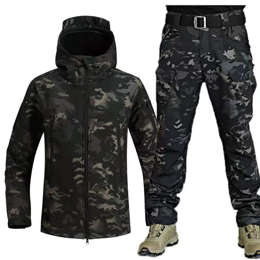 Traje Térmico Táctico Shark Skin Camuflaje Militar - Chaqueta Soft Shell Gruesa Talla Grande - Image 2