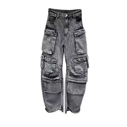 Pantalones Vaqueros Anchos con Múltiples Bolsillos - Estilo Casual Moderno - Image 6