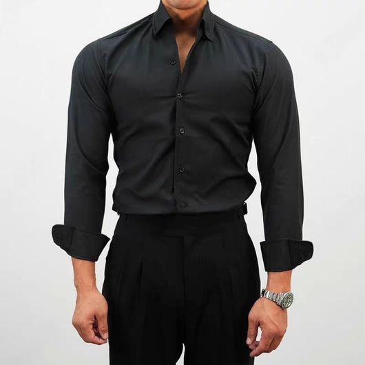 Camisa de Trabajo Clásica de Color Sólido para Hombre - Image 14