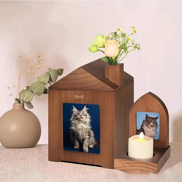 Urna Funeraria de Madera Maciza para Mascotas - Caja Conmemorativa Premium