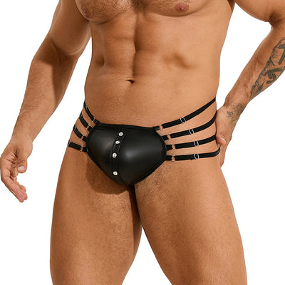 Bóxer Masculino de Cuero Sintético con Remaches y Tira Trasera Baja - Image 9