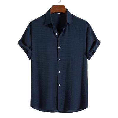 Camisa Manga Corta Cuadros Oscuros para Hombre - Image 3
