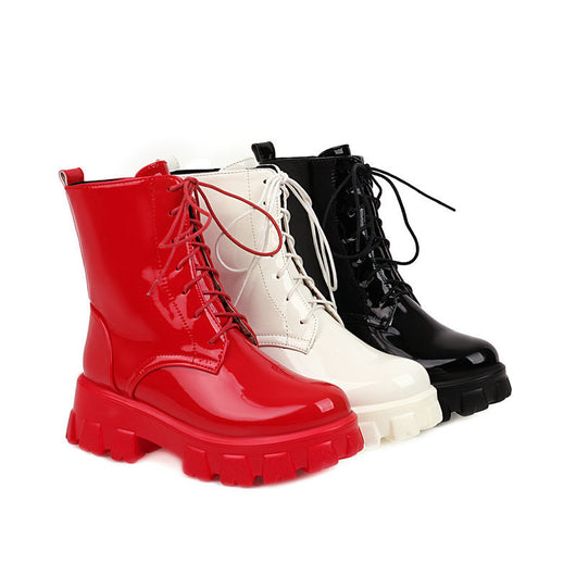 Botas Martin de Cuero Charol con Plataforma y Cordones - Estilo Urbano Moderno - Image 8