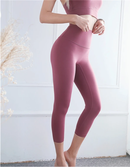 Pantalones Yoga Crop Cintura Alta Nude Ajustados - Image 12