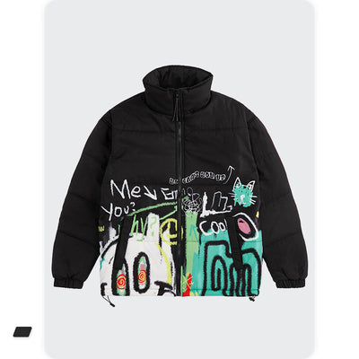 Chaqueta de Algodón para Hombre con Diseño Graffiti y Cierre Relajado - Image 3