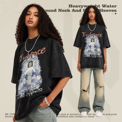 Camiseta Retro Suelta Estampada Manga Corta para Hombre - Image 3