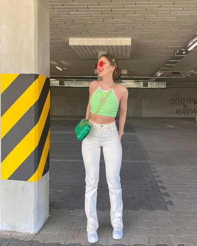 Pantalón Recto Cintura Alta con Cordones y Drapeado Elegante para Mujer - Image 4