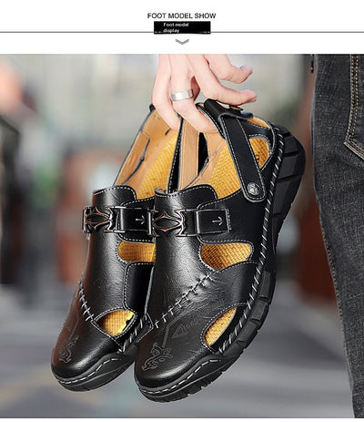 Sandalias Casuales de Cuero Genuino para Hombre - Estilo Versátil y Cómodo - Image 17