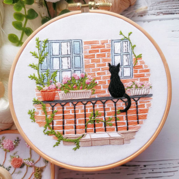 Kit Completo de Bordado - Paisaje Felino