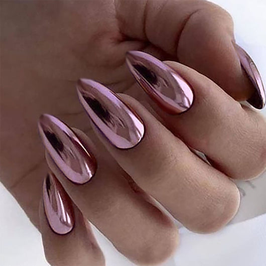 Uñas Postizas de Almendra con Revestimiento Electroplaqueado - Estilo Europeo y Americano - Image 28