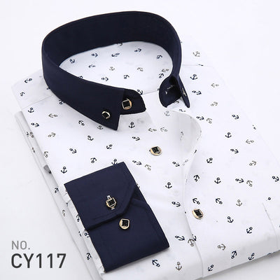 Camisa Estampada de Manga Larga Estilo Coreano para Hombre - Image 10