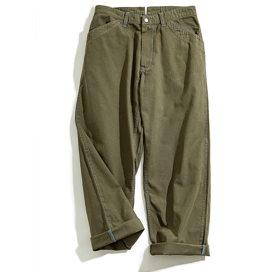 Pantalón Ancho Estilo Retro Militar Verde Ejército con Hebilla París - Image 10