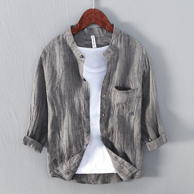 Camisa de Lino Estilo Oriental para Hombre - Diseño Casual y Cómodo - Image 10