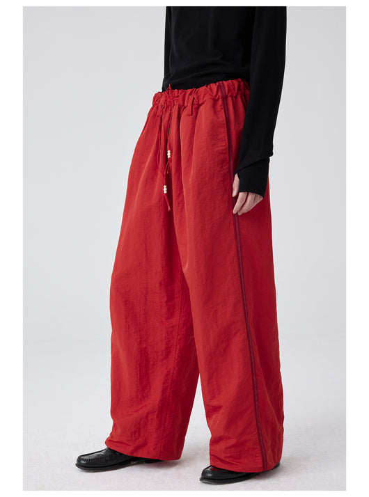 Pantalones Anchos de Talle Alto con Pliegues en Nylon - Image 15