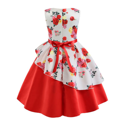 Vestido Infantil con Estampado Irregular y Lazo Festivo - Image 38