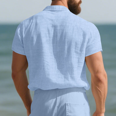 Camisa Suelta de Solapa Lisa para Hombre - Estilo Casual Festivo - Image 16