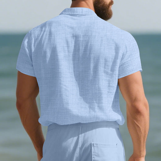 Camisa Suelta de Solapa Lisa para Hombre - Estilo Casual Festivo - Image 16
