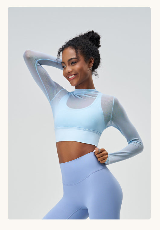 Playera Deportiva Reductora de Malla para Mujer - Manga Larga Transpirable de Secado Rápido - Image 11