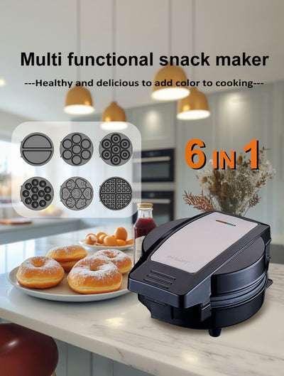 Máquina Desayunera 6 en 1: Waflera, Tostadora de Donas y Panificadora - Image 7