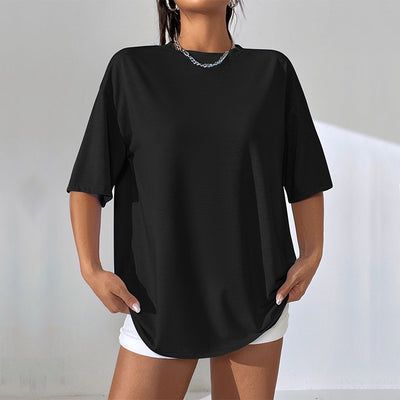 Camiseta Suelta de Largo Medio en Color Liso para Mujer - Image 7
