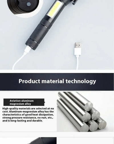 Linterna LED Recargable Multifunción con Martillo de Emergencia y Cortador de Vidrio - Image 13