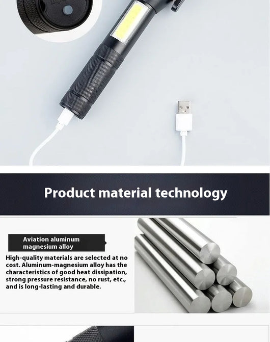 Linterna LED Recargable Multifunción con Martillo de Emergencia y Cortador de Vidrio - Image 13