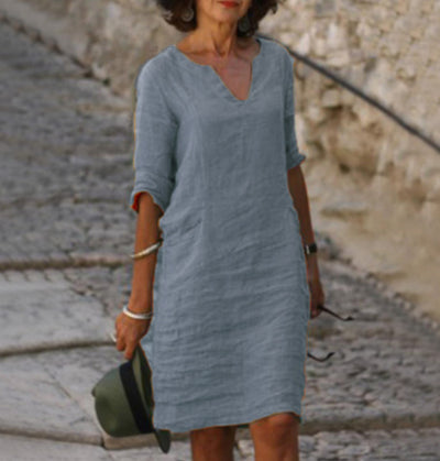 Vestido Midi Cuello V Otoño - Diseño Clásico Europa y América - Image 12