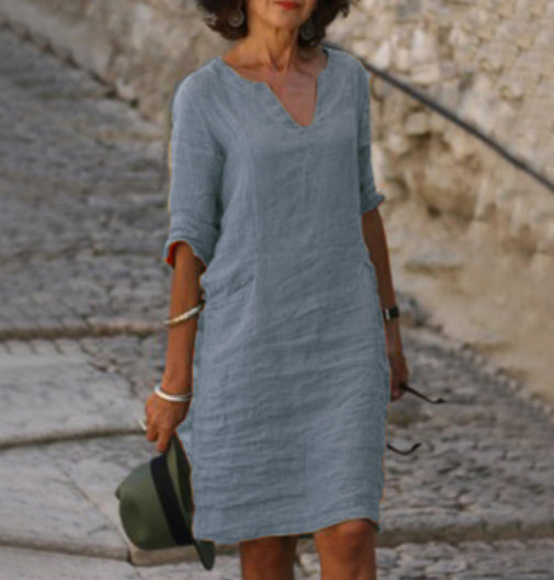 Vestido Midi Cuello V Otoño - Diseño Clásico Europa y América - Image 12