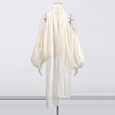 Blusa Elegante Francesa con Lazo, Hombros Descubiertos y Mangas Abullonadas - Image 5