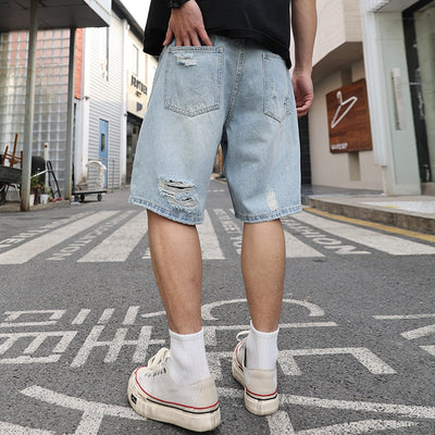 Shorts de Mezclilla Rotos Holgados Estilo Casual Desgastado - Image 2