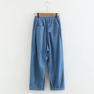 Pantalón Cropped Denim Patchwork Estilo Universitario con Bordado de Oso - Image 10