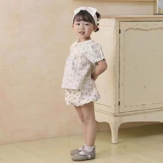 Blusa de Encaje con Cuello Peter Pan - Tela Jacquard Ligera